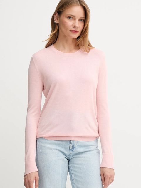 United Colors of Benetton sweter z dodatkiem jedwabiu kolor różowy lekki 1ZRED10CP - zdjęcie produktu nr 1