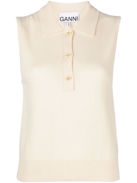 GANNI logo-buttons knitted vest - Neutrals - zdjęcie produktu nr 1