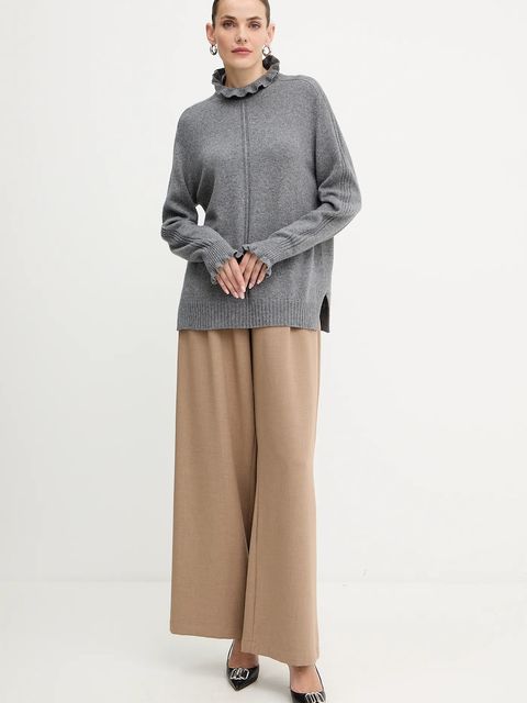 Twinset sweter z wełną damski kolor szary z półgolfem 252TT3350 - zdjęcie produktu nr 2