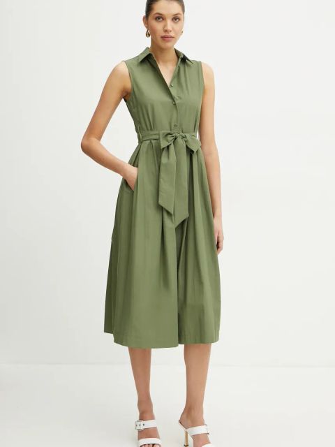 Silvian Heach sukienka PORDERO kolor zielony midi rozkloszowana GPP25450VE