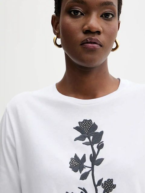 Blugirl Blumarine t-shirt bawełniany damski kolor biały RF5204.J7720 - zdjęcie produktu nr 2