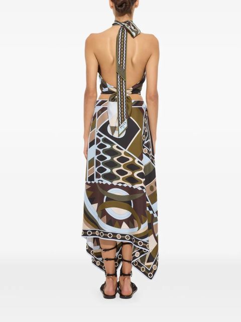 PUCCI Vivara-print silk scarf skirt - Brown