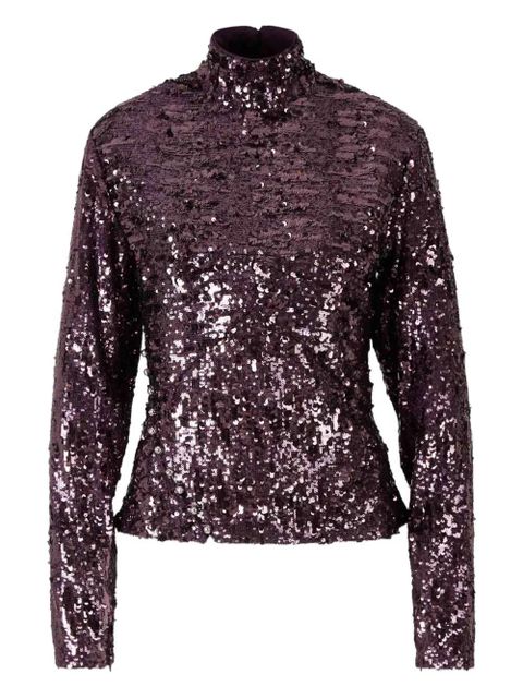 Rabanne sequin-detail long-sleeve top - Purple - zdjęcie produktu nr 1