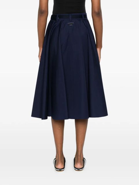Prada A-line belted midi skirt - Blue