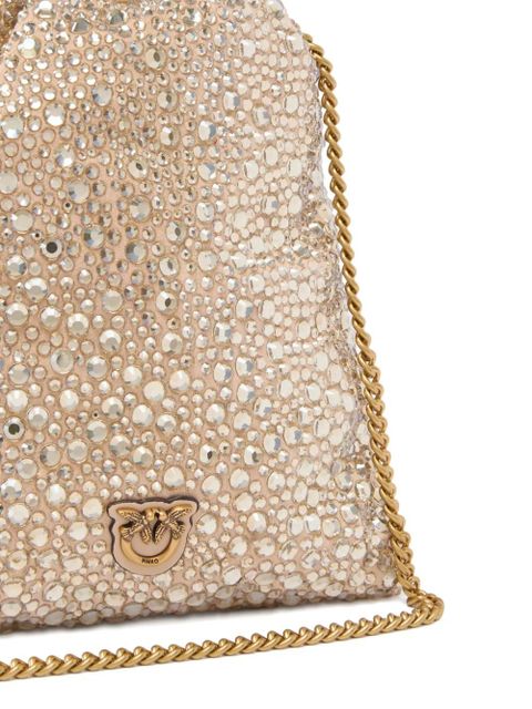 PINKO crystal-embellished drawstring clutch - Neutrals