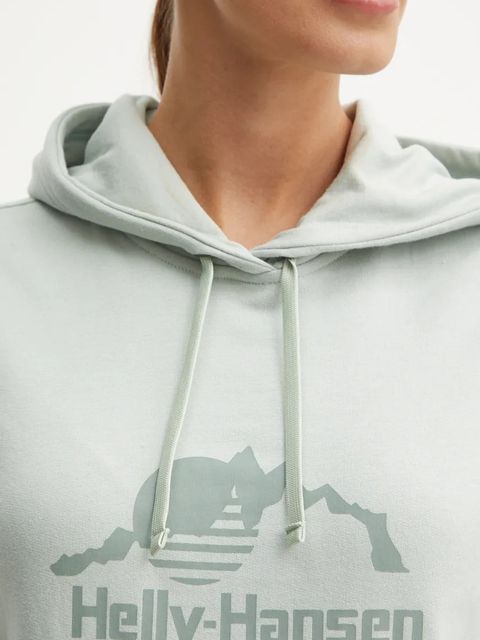 Helly Hansen bluza NORD GRAPHIC damska kolor zielony z kapturem z nadrukiem 62981