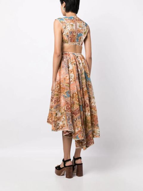 ZIMMERMANN Chintz floral-print sleeveless midi dress - Orange