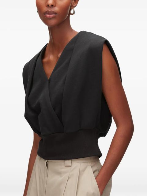 3.1 Phillip Lim V-neck shoulder-pad top - Black