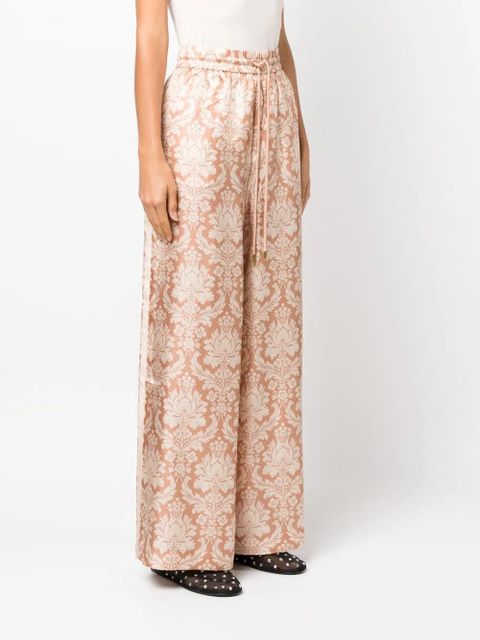 ZIMMERMANN damask-print silk palazzo trousers - Neutrals