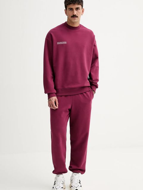 Pangaia bluza bawełniana kolor bordowy z nadrukiem 10000183