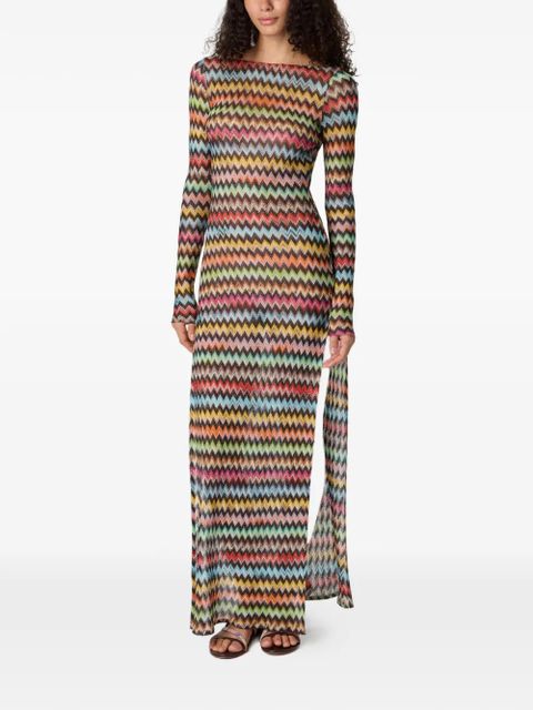 Missoni long-sleeve zigzag-pattern beach dress - Brown - zdjęcie produktu nr 2