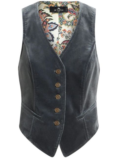 ETRO V-neck velvet waistcoat - Blue - zdjęcie produktu nr 1