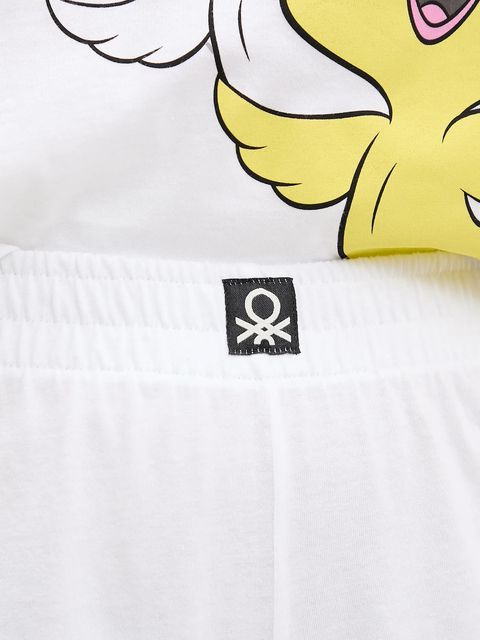 United Colors of Benetton piżama bawełniana kolor biały 30963P03W