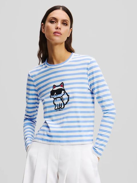 Karl Lagerfeld longsleeve bawełniany IKON kolor niebieski A1W17137 - zdjęcie produktu nr 1