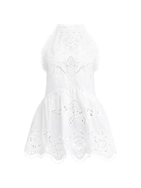 FARM Rio scallop-trim mini dress - White - zdjęcie produktu nr 1