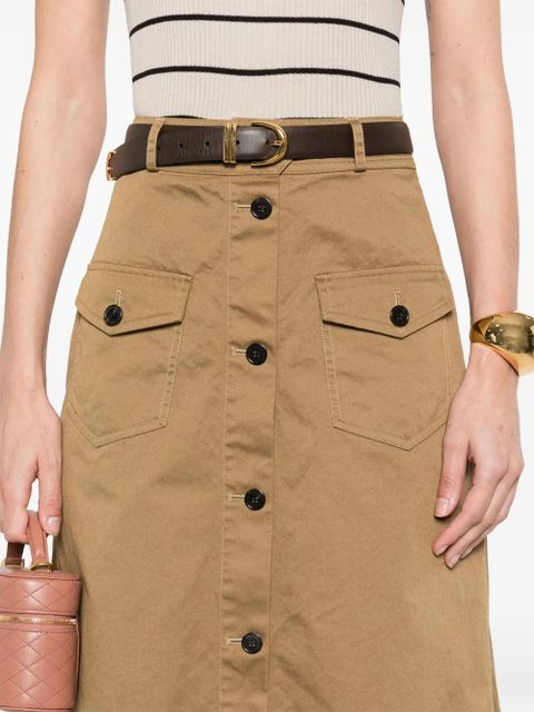 Saint Laurent front-pocket buttoned skirt - Brown