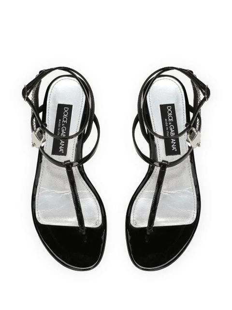 Dolce & Gabbana padlock patent-leather flat sandals - Black