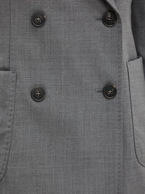 Weekend Max Mara marynarka wełniana ORNATI kolor szary dwurzędowa gładka 2525046012600