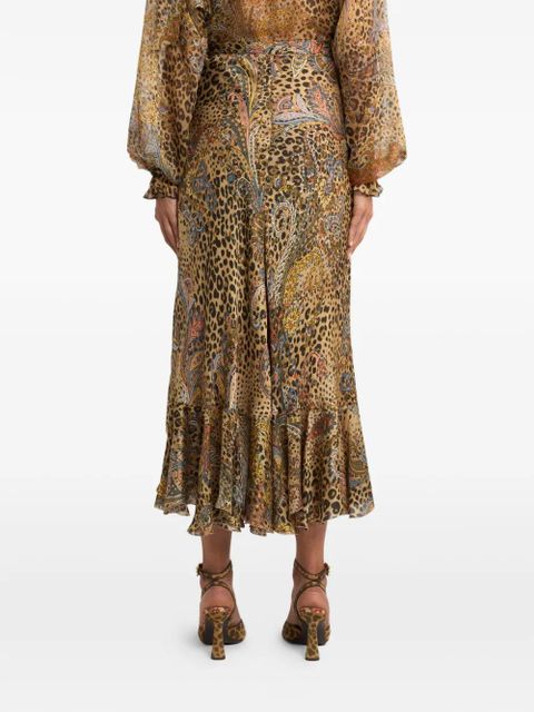 ETRO Peau d'Ange silk midi skirt - Brown