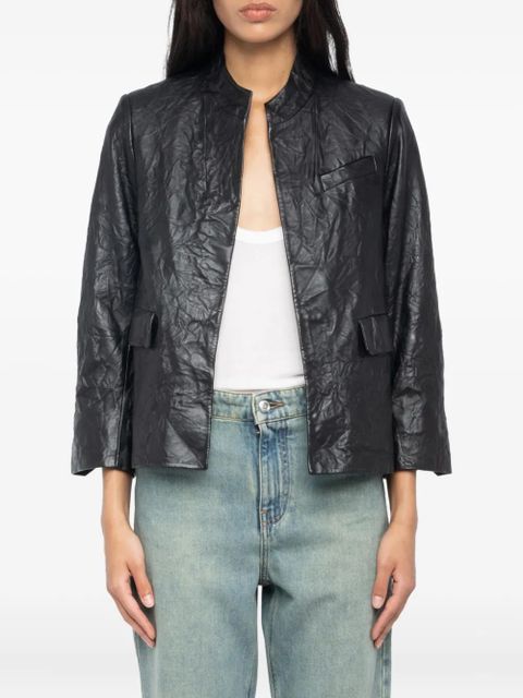 Zadig&Voltaire Veryn Crinkle leather blazer - Black