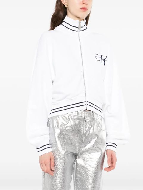 Off-White logo-embroidered striped bomber jacket