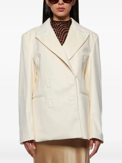 GCDS double-breasted logo-embossed jacket - White - zdjęcie produktu nr 2