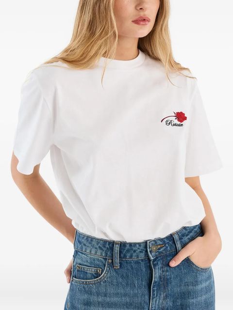 ROTATE BIRGER CHRISTENSEN logo-embroidery organic-cotton T-shirt - White