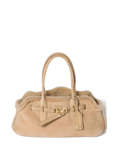 Miu Miu Aventure shearling tote bag - Brown