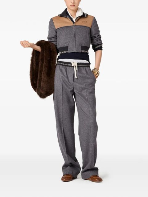 Miu Miu elasticated-waistband straight trousers - Grey