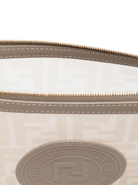 FENDI logo-patch clutch bag - Neutrals