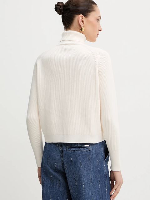 Morgan sweter MISS damski kolor beżowy z golfem MISS