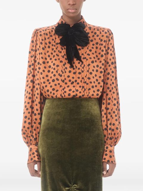 Valentino Garavani crepe satin shirt with Plus de Pois Dalmata print - Orange