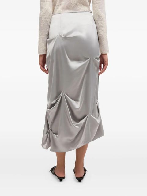 GANNI asymmetrical-hem draped midi skirt - Grey