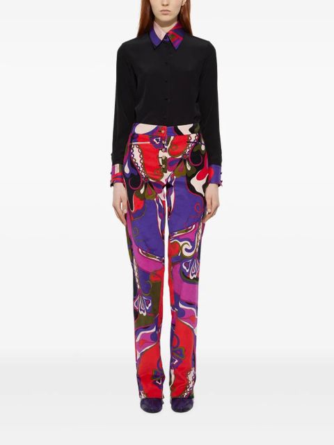 PUCCI orchid-print straight velvet trousers - Purple