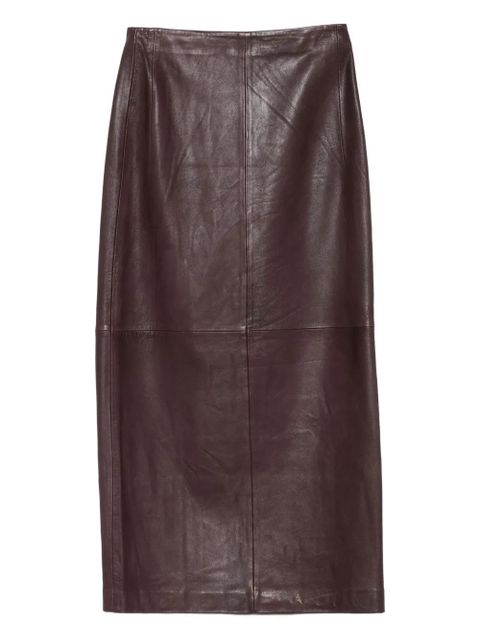 Alysi leather side-split long skirt - Red - zdjęcie produktu nr 2