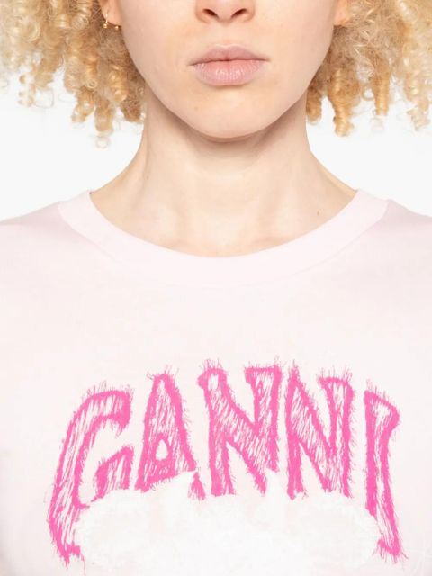 GANNI graphic-print T-shirt - Pink