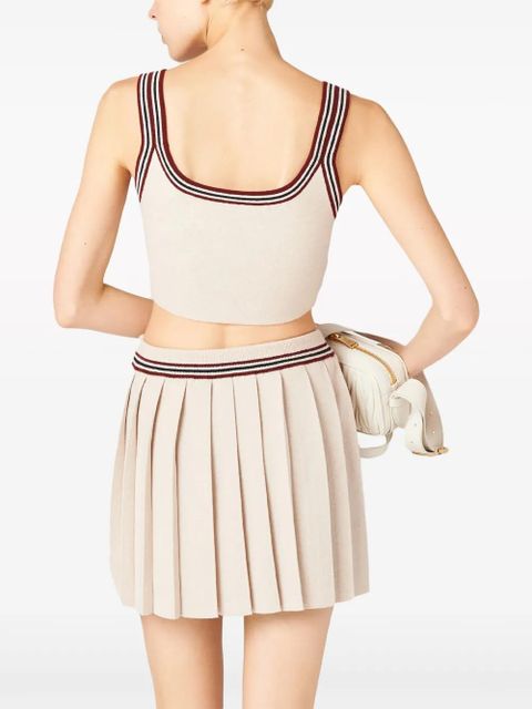 Miu Miu stripe-trim cashmere cropped top - Neutrals