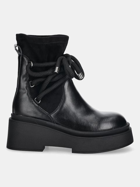 GOE botki damskie kolor czarny na płaskim obcasie SS2N4132 BLACK - zdjęcie produktu nr 2