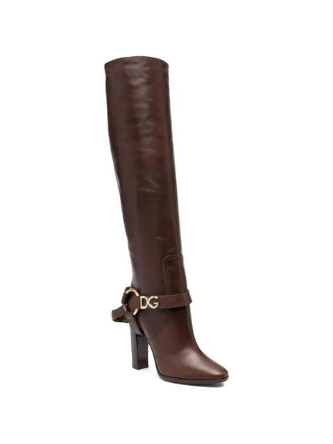 Dolce & Gabbana DG logo-plaque buckled ankle boots - Brown - zdjęcie produktu nr 2