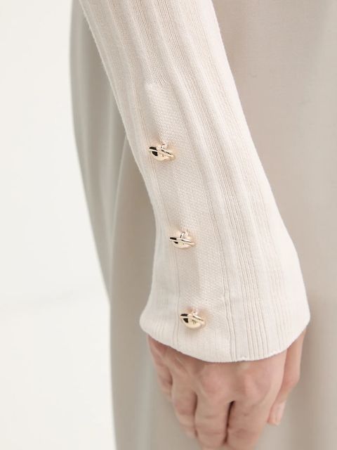 Morgan sweter damski kolor beżowy lekki z półgolfem MCIELO