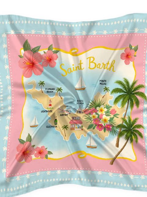 MC2 Saint Barth floral map scarf - Blue - zdjęcie produktu nr 2