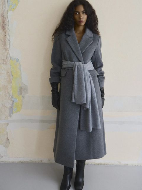 Answear Lab płaszcz wełniany kolor szary przejściowy dwurzędowy - zdjęcie produktu nr 1