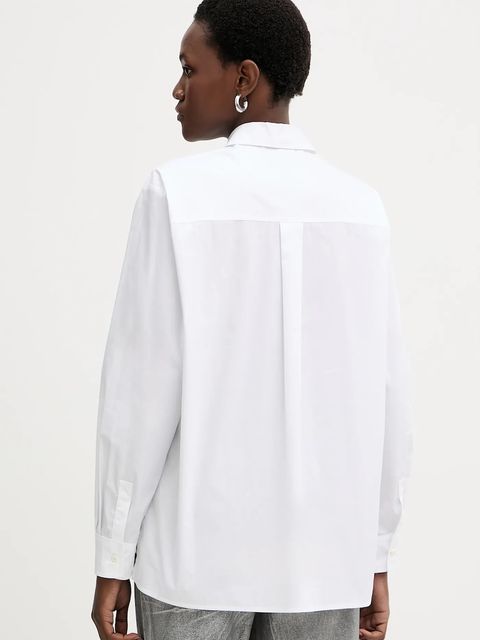 Pinko koszula bawełniana damska kolor biały relaxed z kołnierzykiem klasycznym 105591 A2T4