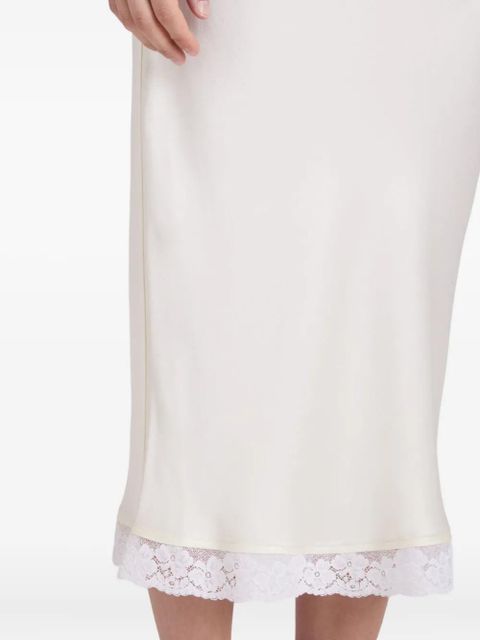 Victoria Beckham Lace Trim Slip midi skirt - White