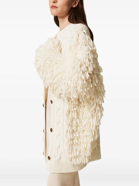 TWINSET cable-knit fringed cardigan - Neutrals