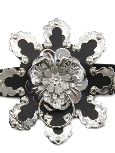 Blumarine flower-embellishment belt - Black - zdjęcie produktu nr 2