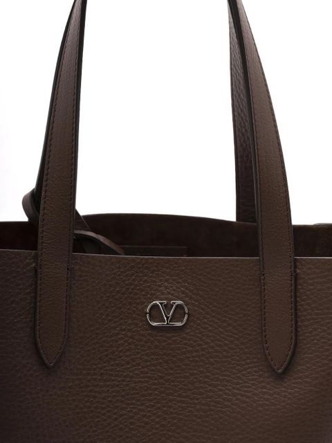 Valentino Garavani metallic-eyelet leather tote bag - Brown