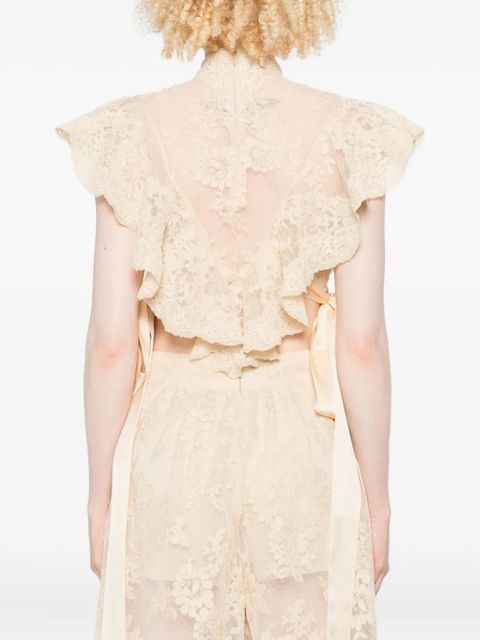 ZIMMERMANN Hypnotic lace ruffled top - Neutrals