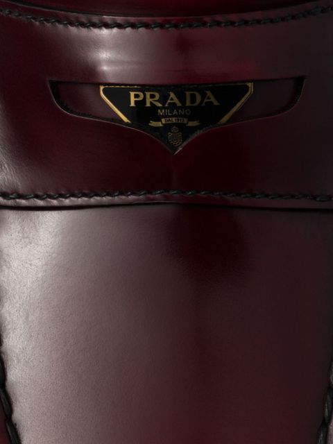 Prada brushed-leather loafers - Red