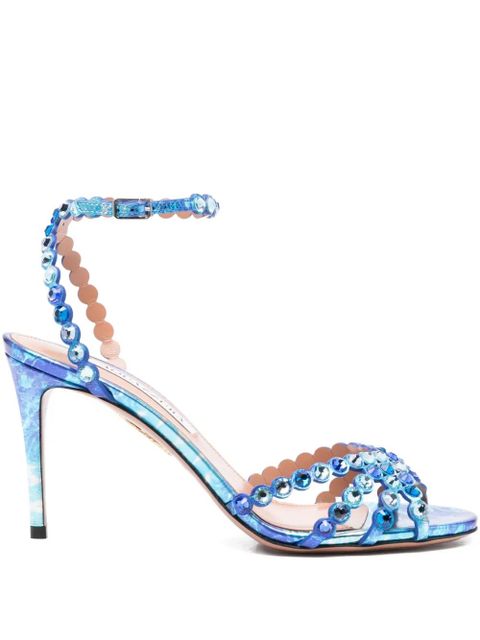 Aquazzura 85 mm Tequila crystal-embellished stiletto sandals - Blue - zdjęcie produktu nr 1